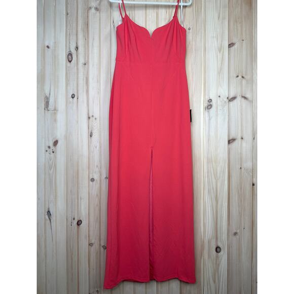 NWT Lulus Impressive Glamour Coral Pink Sleeveless Column Maxi Dress Cocktail XL - Picture 2 of 7